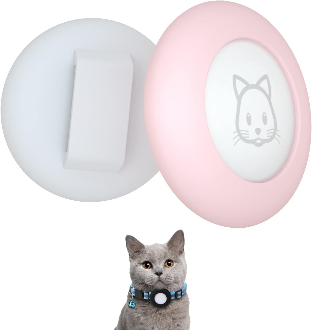 2022 Airtag Cat Collar Holder, Small Airtag Compatible Case, 2Pack Waterproof Cover for Pet Collar within 3/8 Inch (Pink&White)