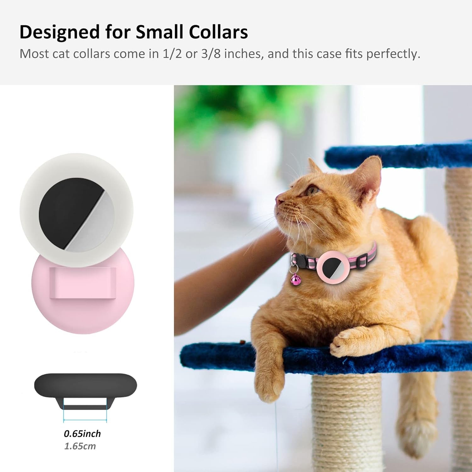2022 Airtag Cat Collar Holder, Small Airtag Compatible Case, 2Pack Waterproof Cover for Pet Collar within 3/8 Inch (Pink&White)