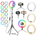 13" RGB Selfie Ring Light W/ Tripod Stand & Phone Holder 26 Modes 10 Brightness Level 120 LED Bulbs Dimmable Selfie Ringlight for Live Stream Makeup Youtube Video Photography Shooting